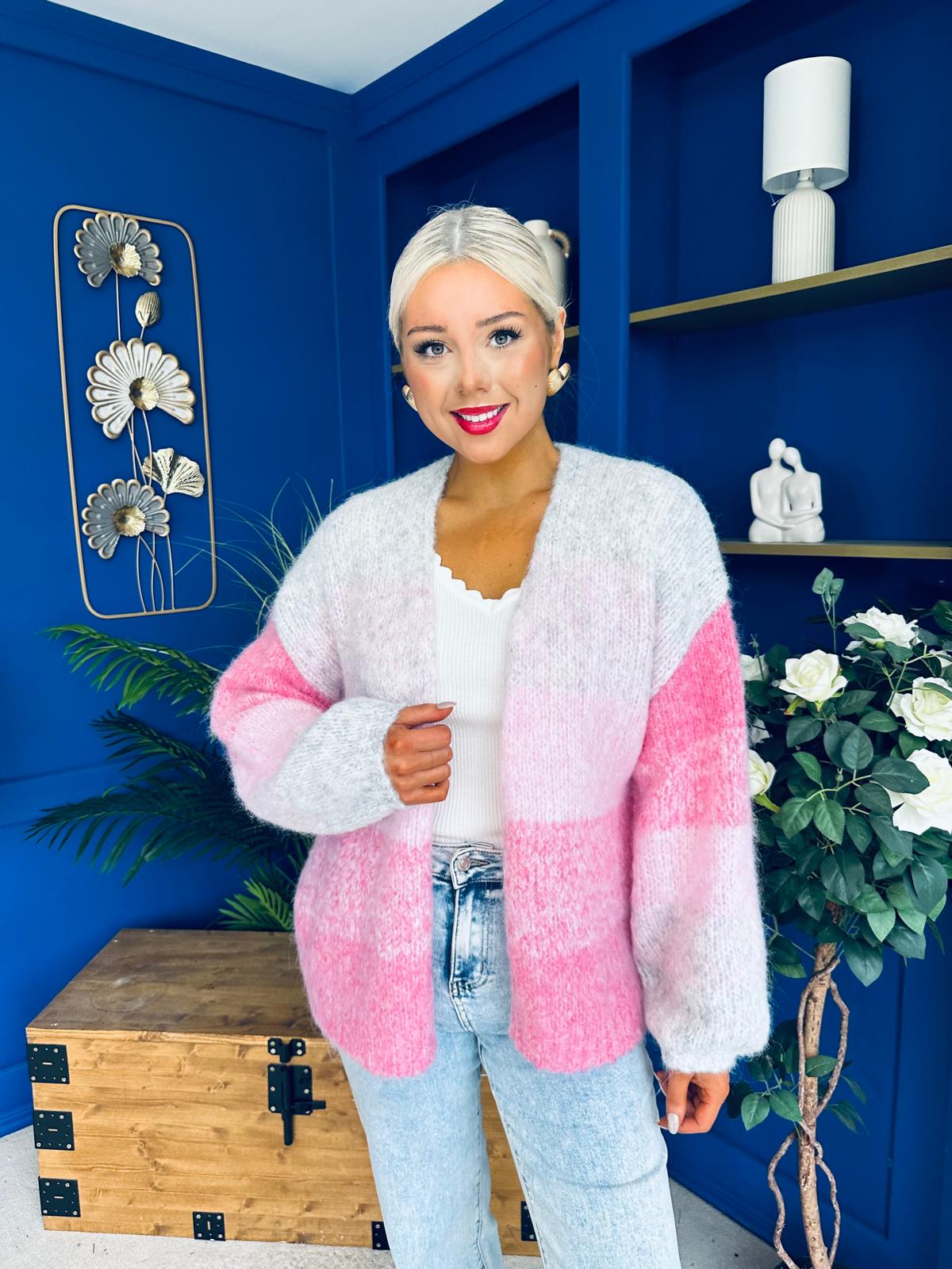 Siofra Soft Knit Cardi Pink