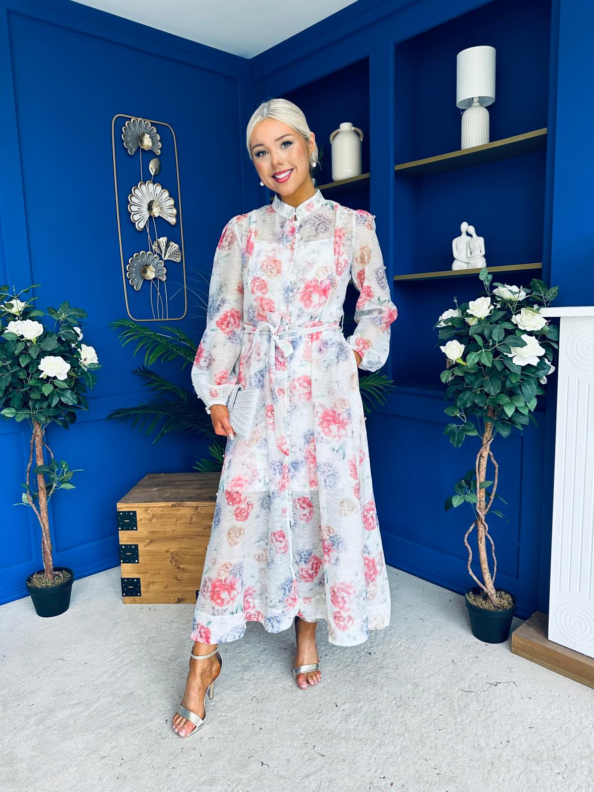 Simone Embellished Occasion Dress Rose