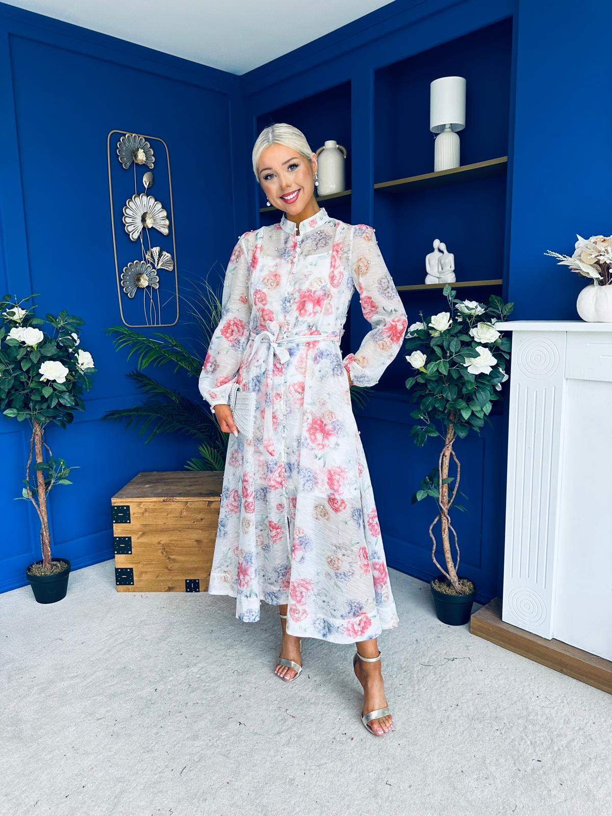 Simone Embellished Occasion Dress Rose