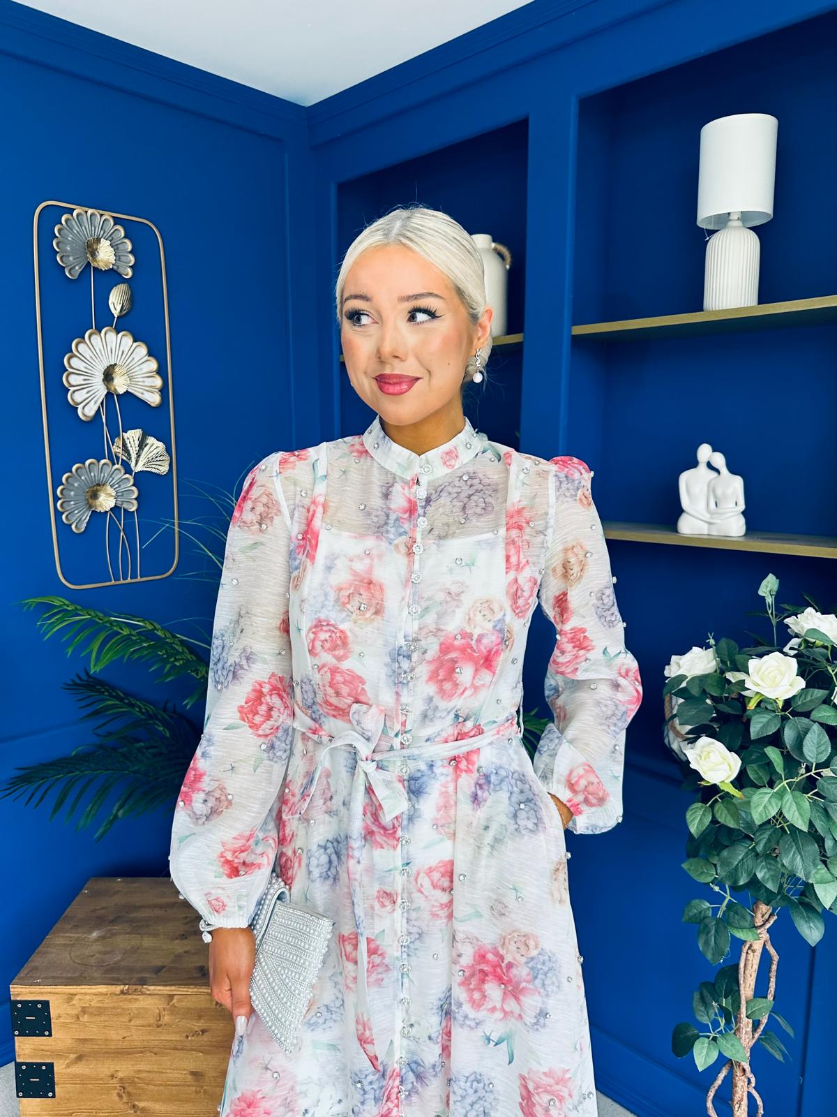 Simone Embellished Occasion Dress Rose