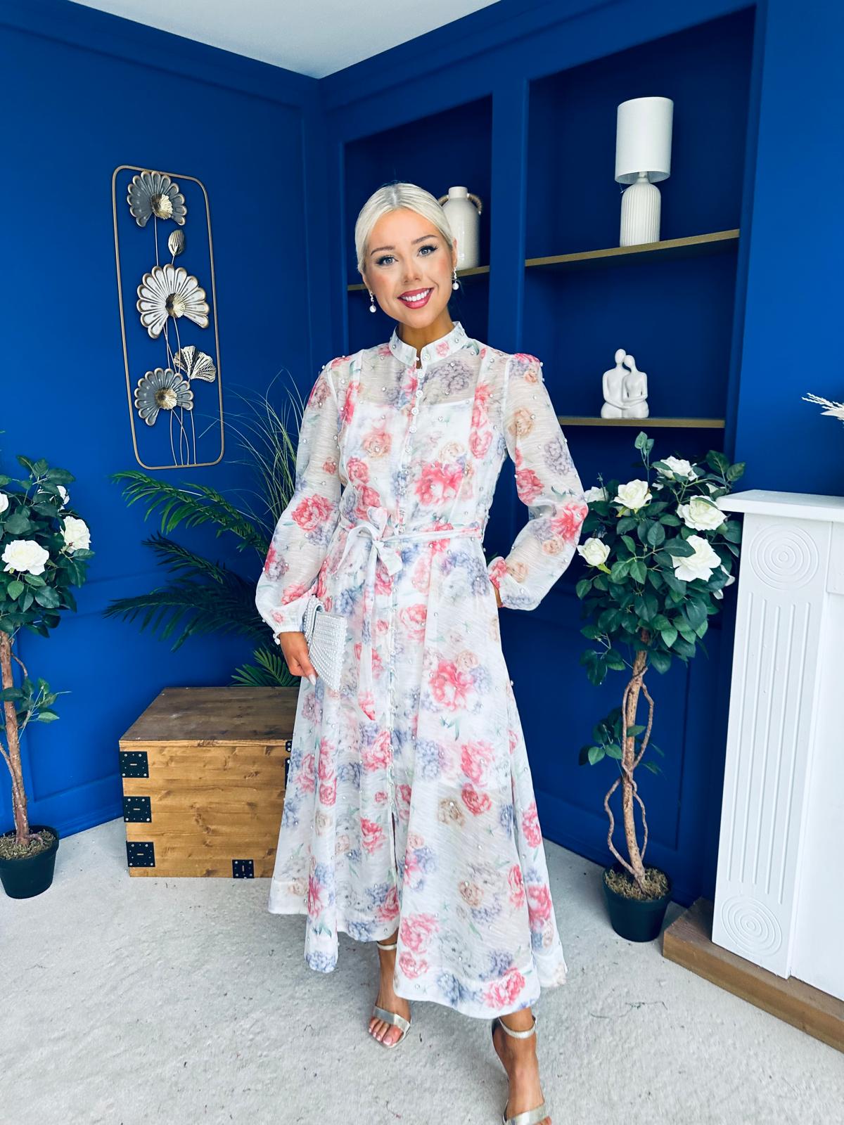 Simone Embellished Occasion Dress Rose