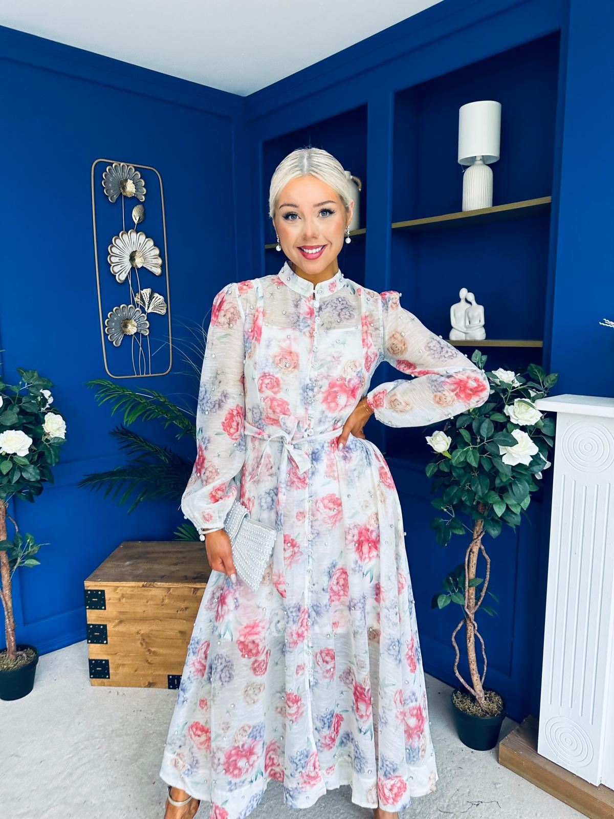 Simone Embellished Occasion Dress Rose