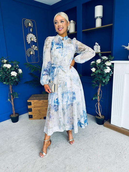 Simone Embellished Occasion Dress Blue