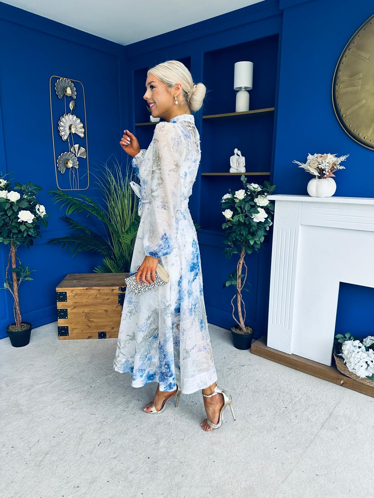 Simone Embellished Occasion Dress Blue