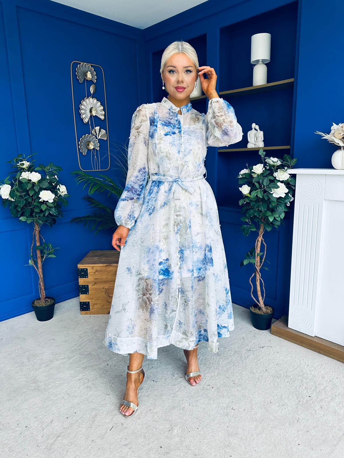 Simone Embellished Occasion Dress Blue