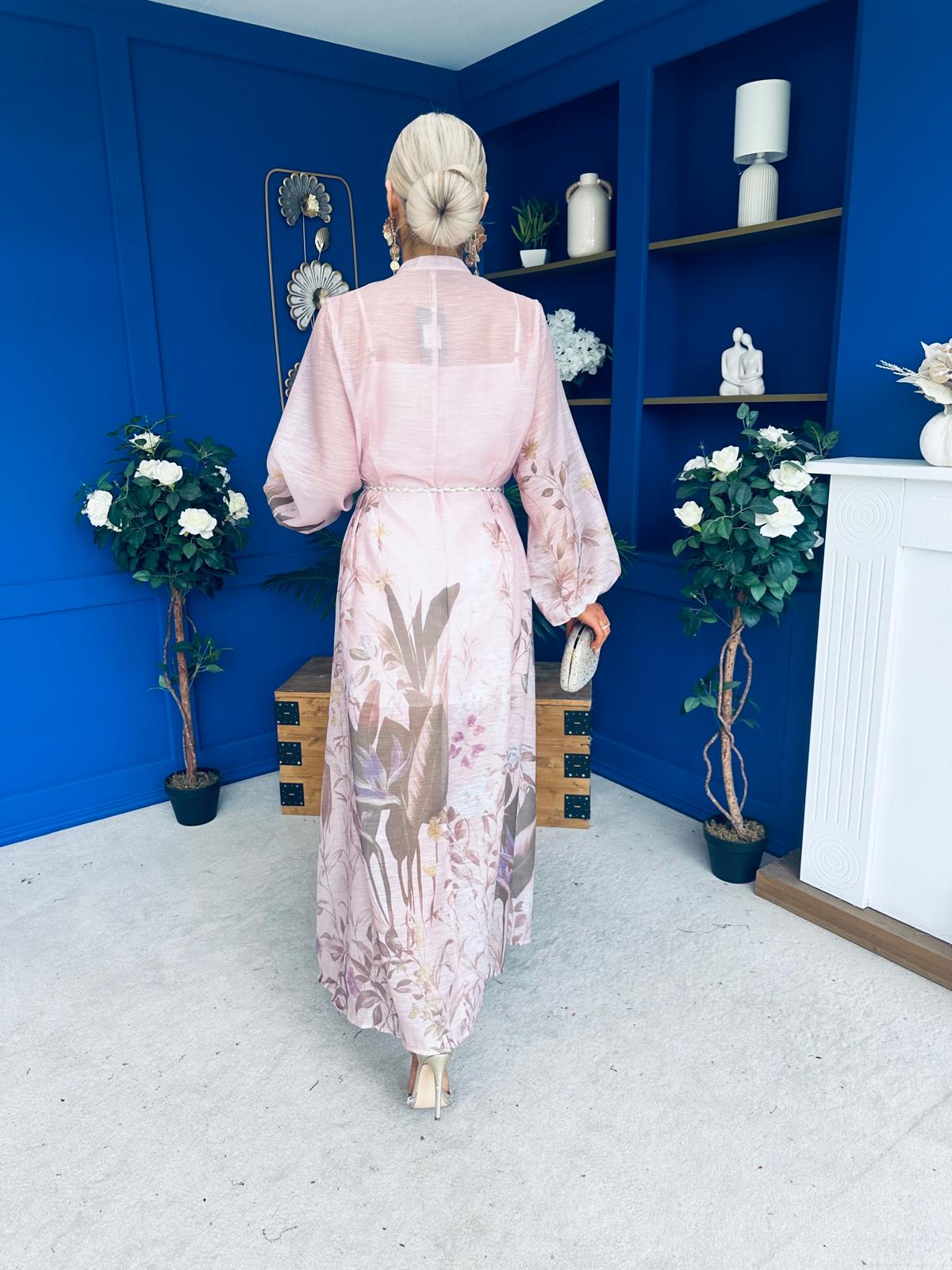 Carol Crochet Detail Occasion Dress Blush