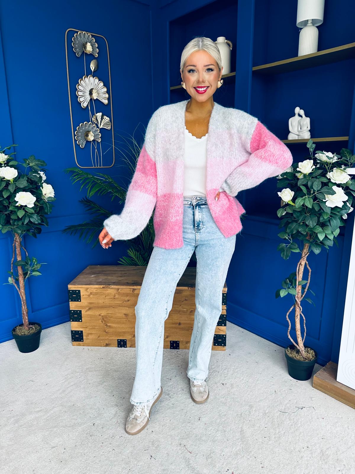 Siofra Soft Knit Cardi Pink