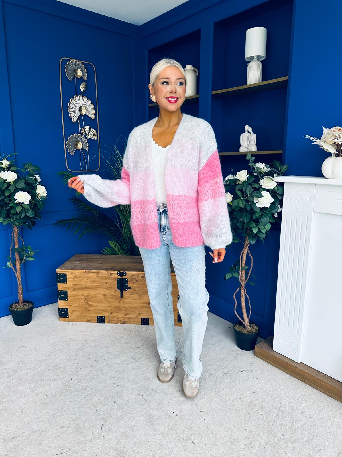 Siofra Soft Knit Cardi Pink