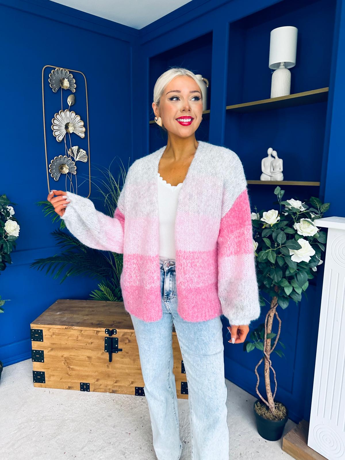 Siofra Soft Knit Cardi Pink