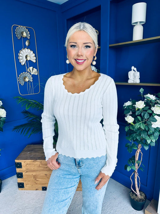 Greta Detailed Long Sleeve Top Cream