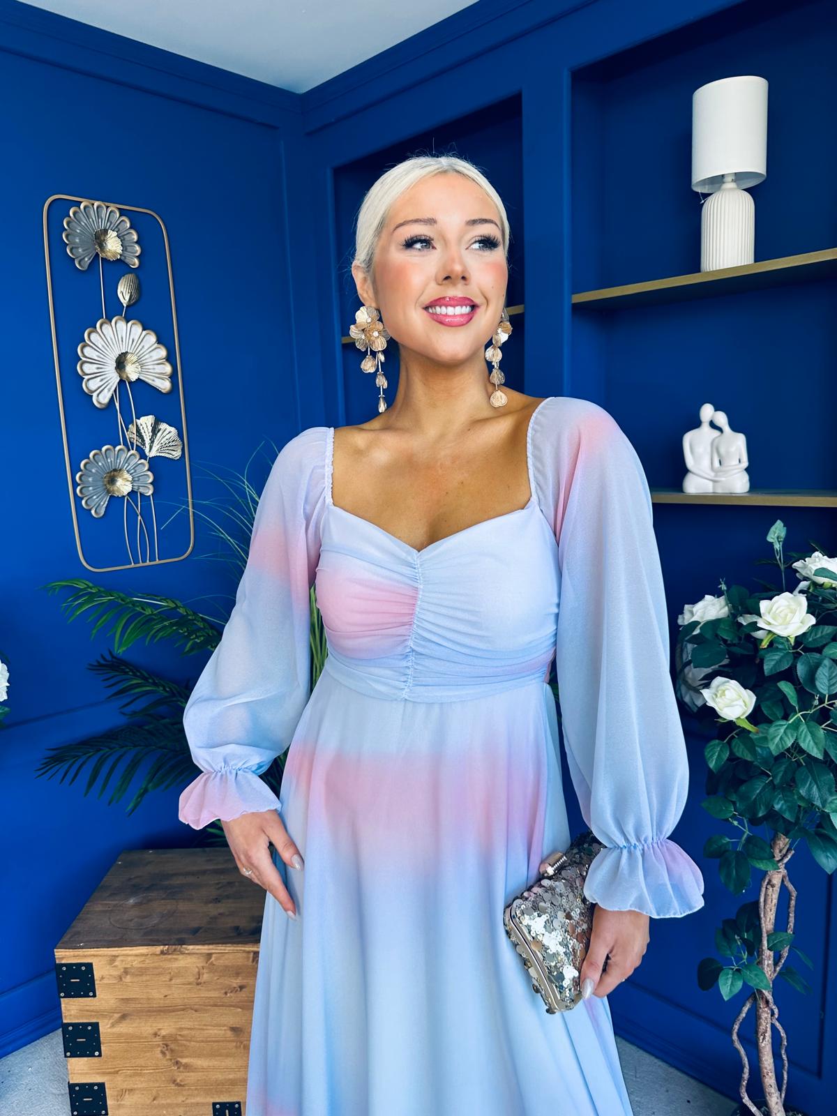 Ailbhe Detailed Midi Dress Ombre Lilac