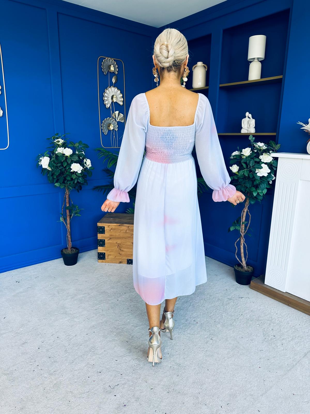 Ailbhe Detailed Midi Dress Ombre Lilac