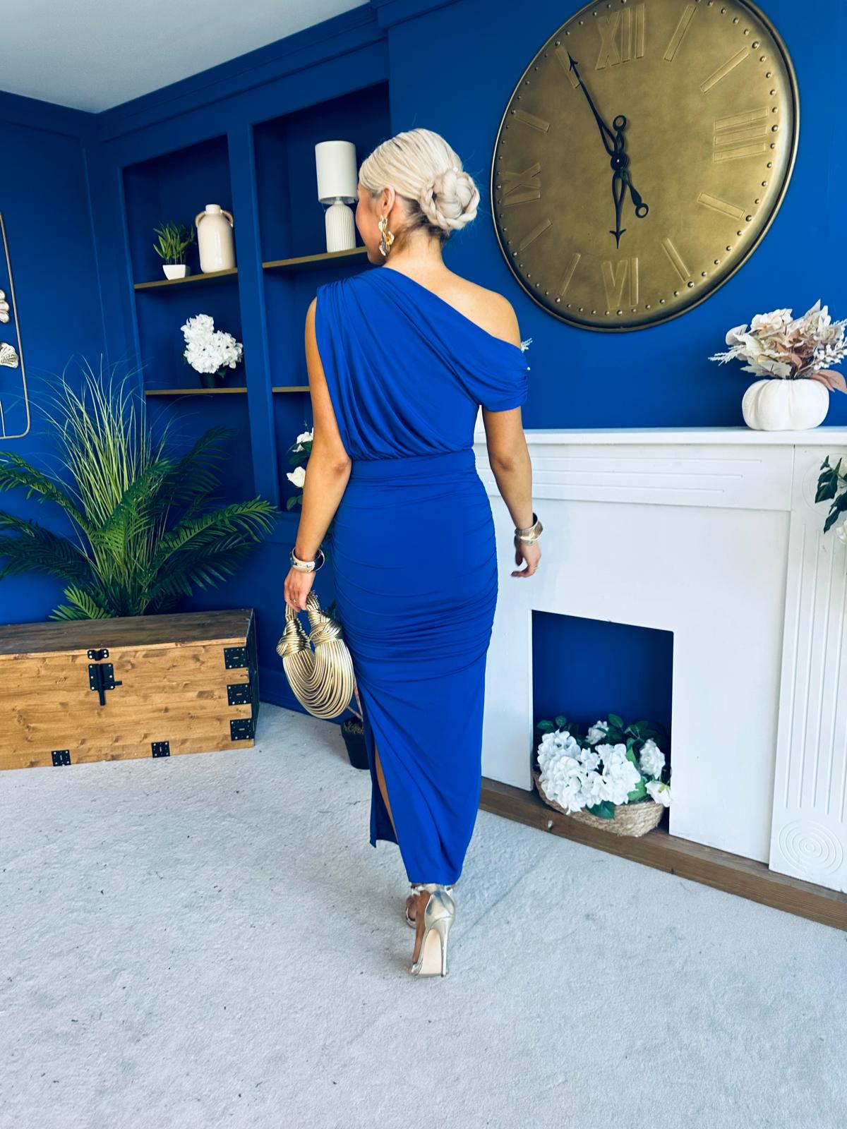 Collette Off The Shoulder Midi Dress Cobalt