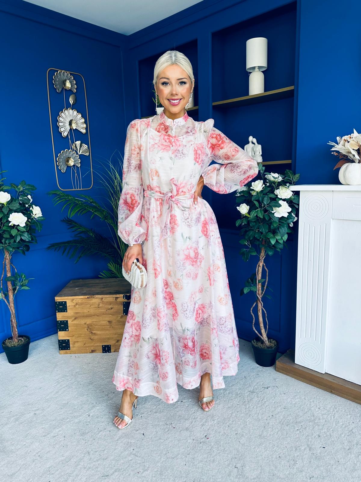 Brianna Detailed Occasion Dress Rose