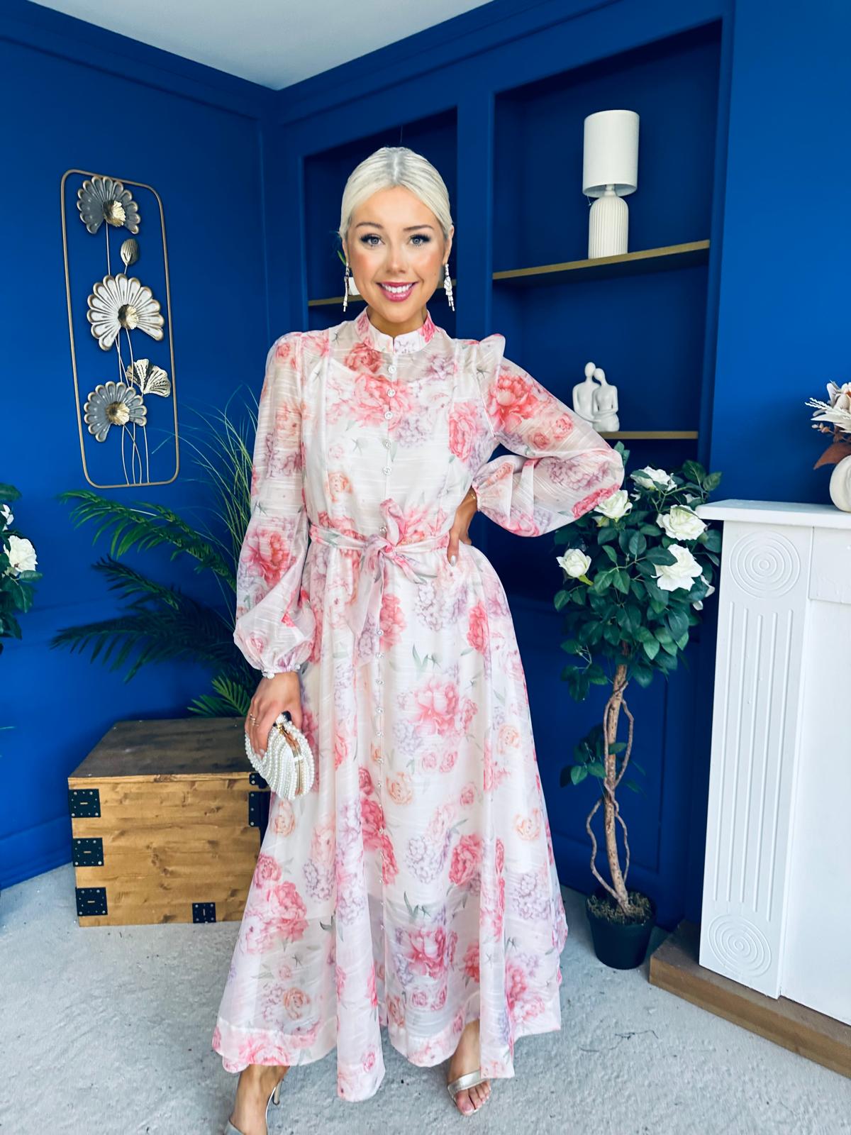 Brianna Detailed Occasion Dress Rose