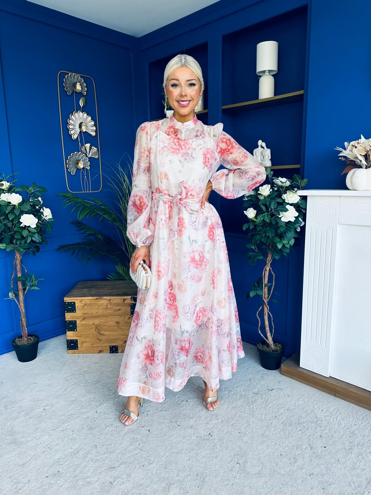 Brianna Detailed Occasion Dress Rose