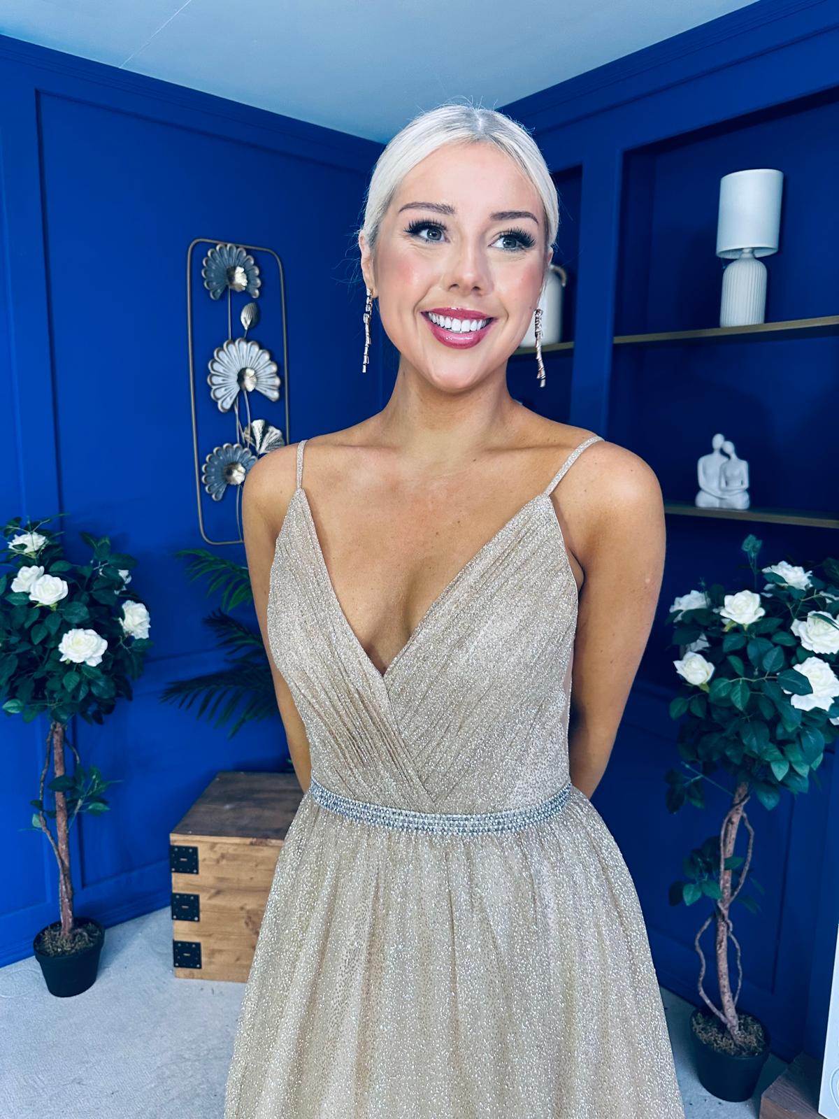 Belinda Detailed Occasion Dress Ombre Gold