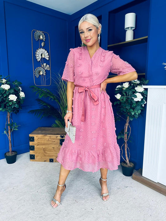 Fiadh Detailed Occasion Midi Dress Mulberry