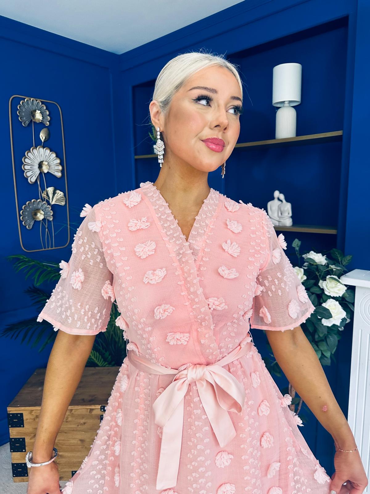 Fiadh Detailed Occasion Midi Dress Peach