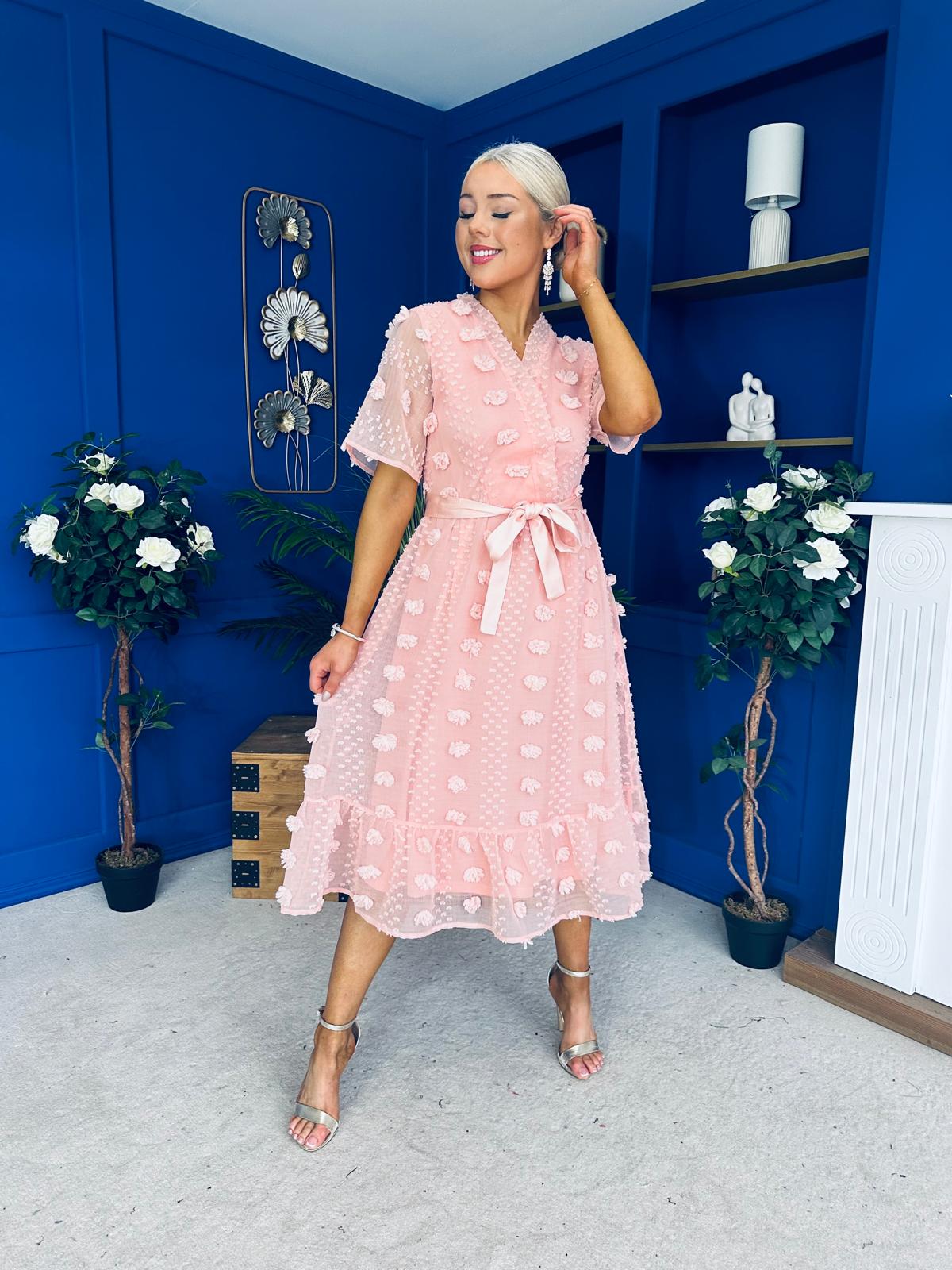 Fiadh Detailed Occasion Midi Dress Peach