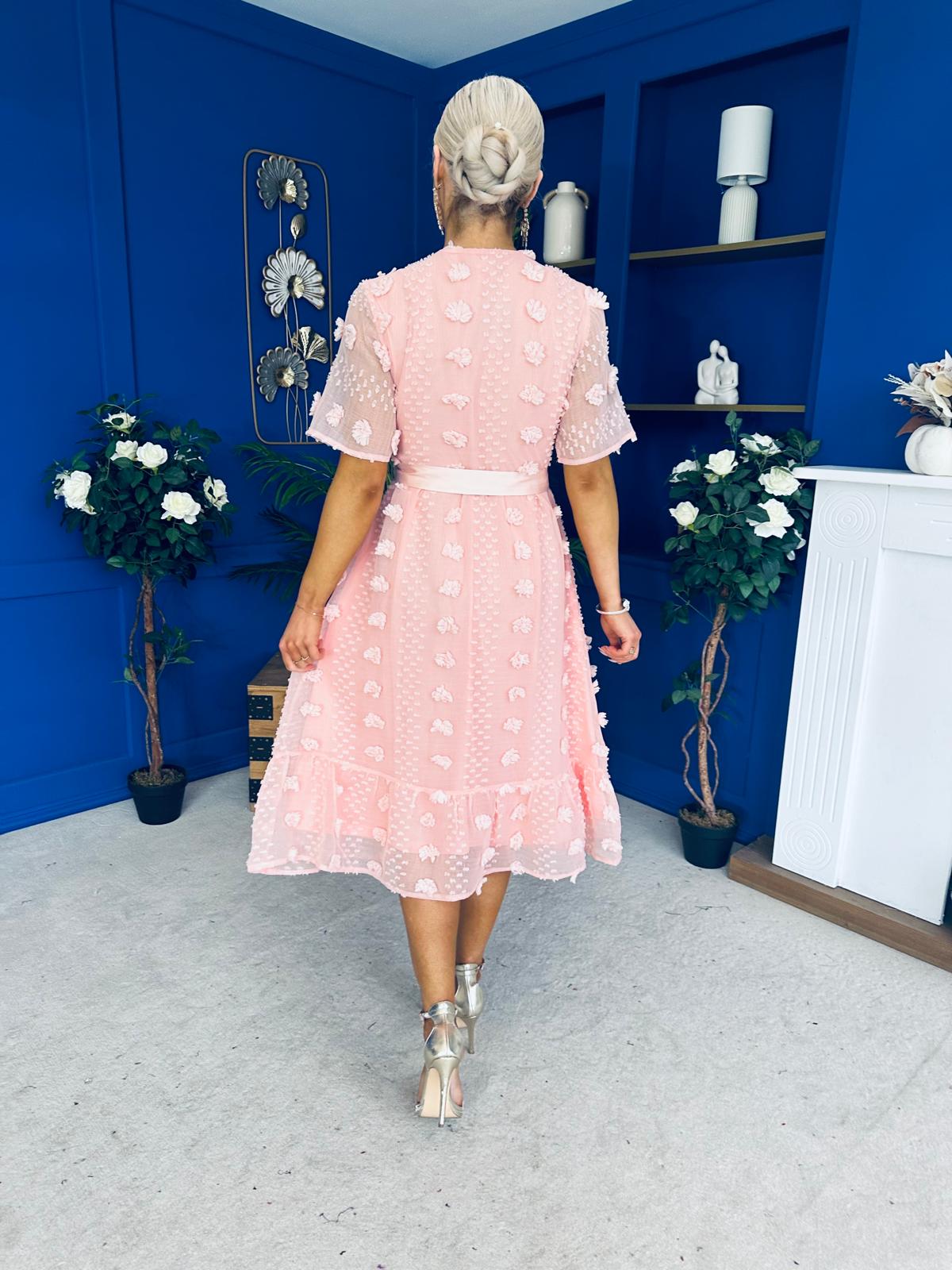 Fiadh Detailed Occasion Midi Dress Peach