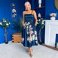 Emma Print Detail Strappy Midi Dress Floral Navy