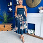 Emma Print Detail Strappy Midi Dress Floral Navy