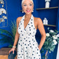 Justine Halter Neck Midi Dress Polka Black & Cream