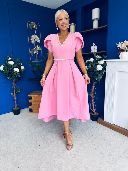 Collins Pearl Detail Occasion Dress Pwr Pink