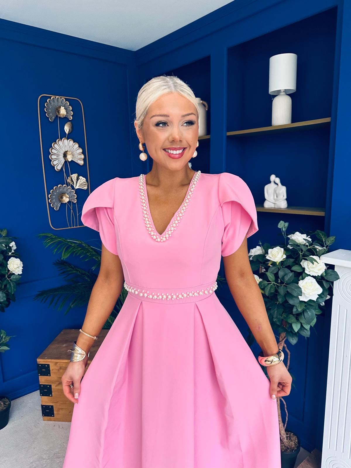 Collins Pearl Detail Occasion Dress Pwr Pink