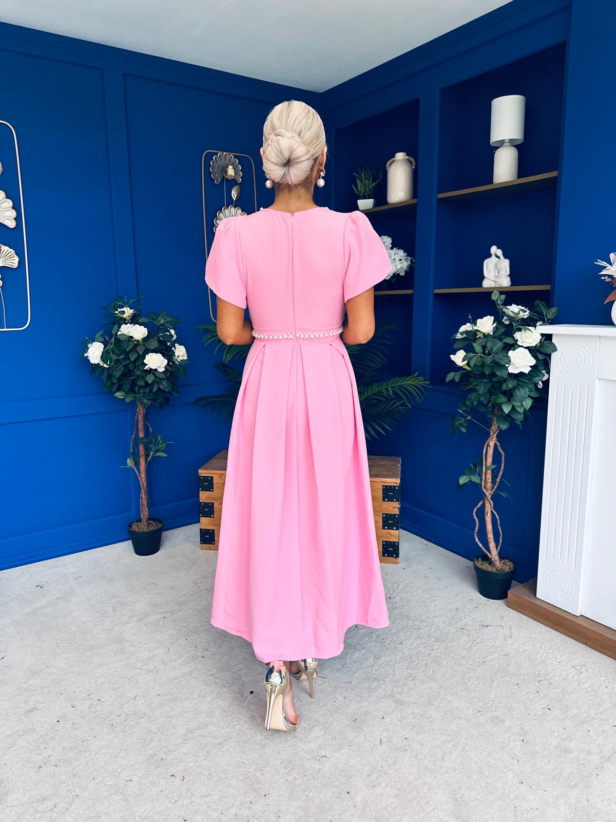 Collins Pearl Detail Occasion Dress Pwr Pink