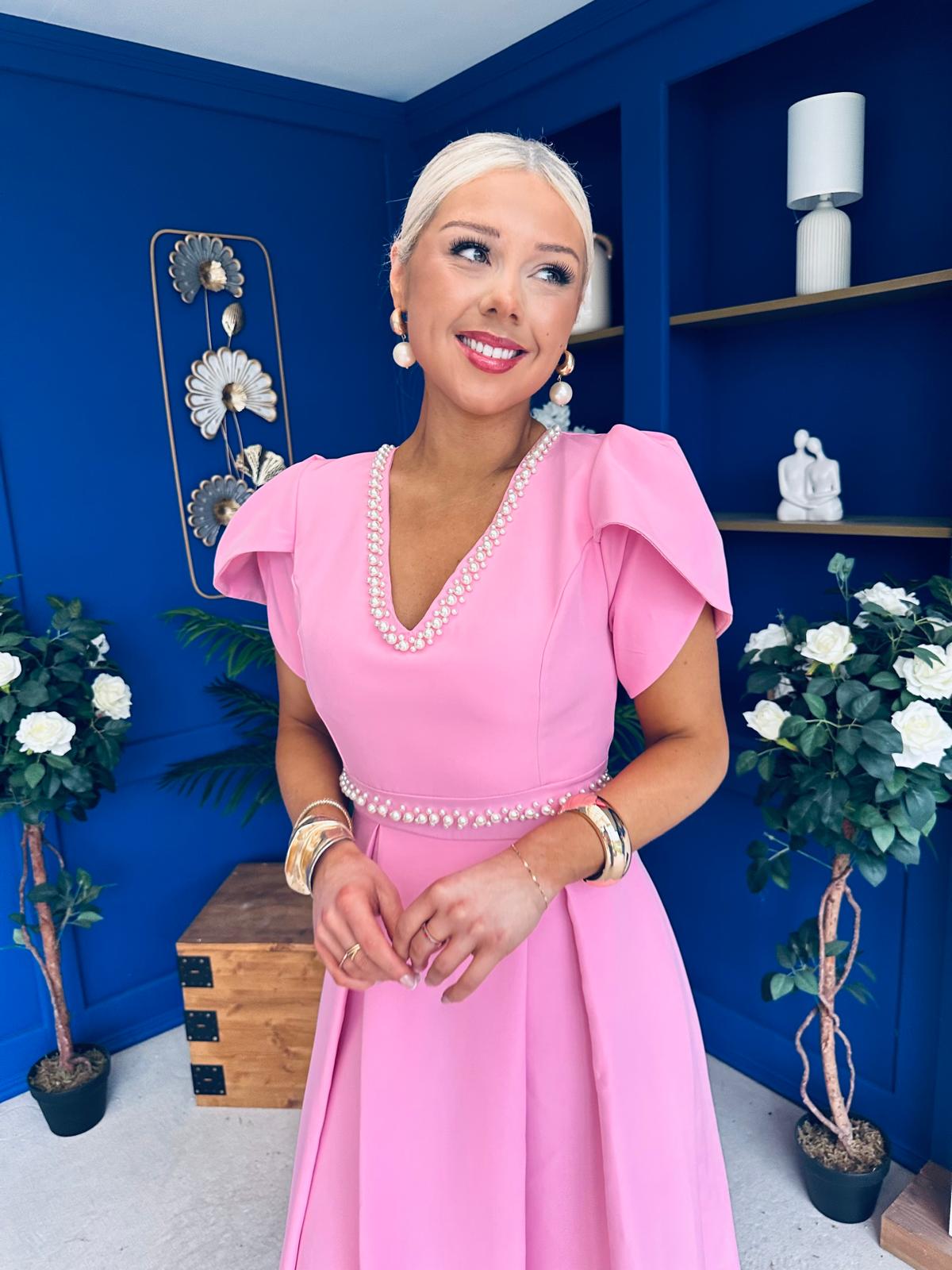 Collins Pearl Detail Occasion Dress Pwr Pink