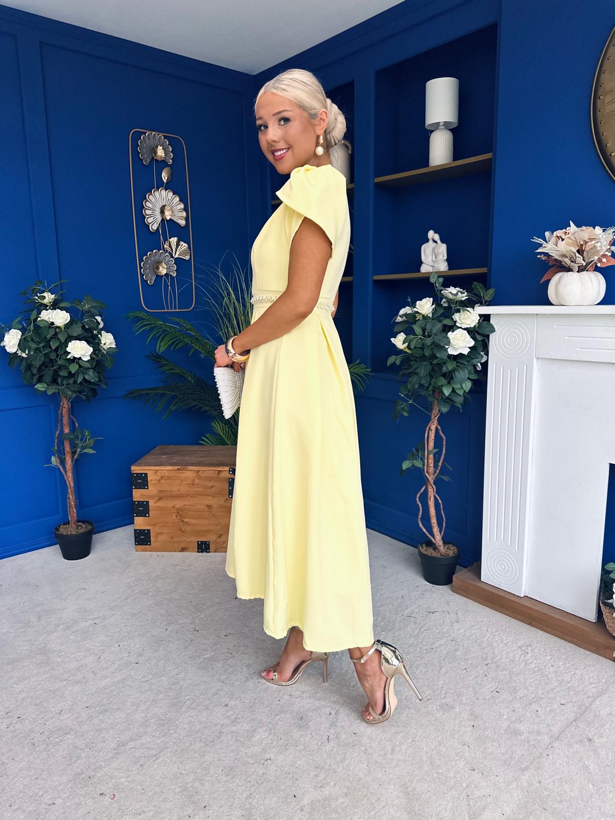 Collins Pearl Detail Occasion Dress Yellow