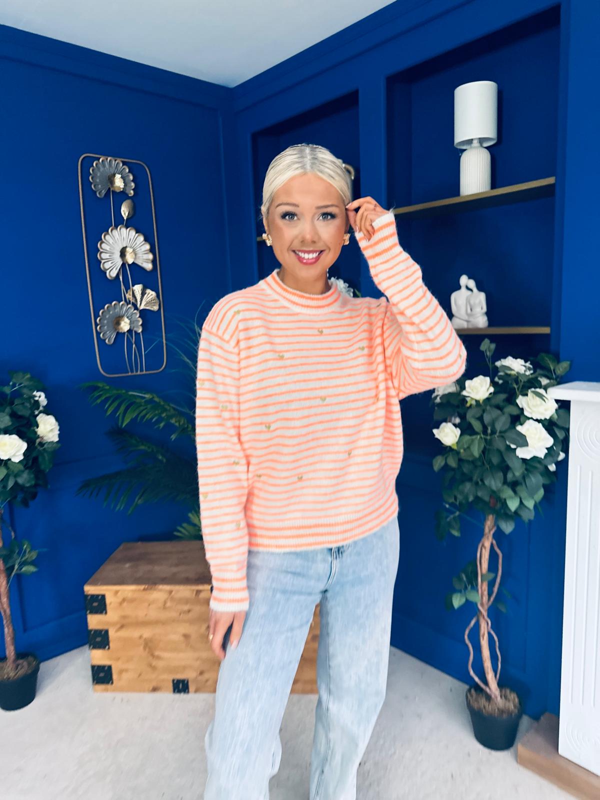 Kally Stripe Detail Jumper Orange