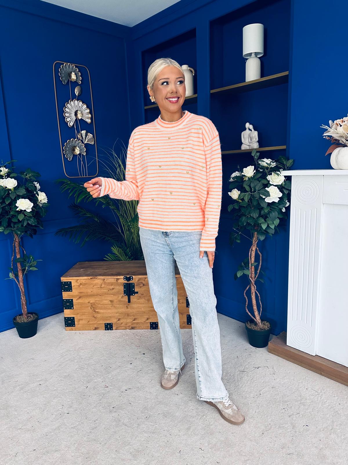 Kally Stripe Detail Jumper Orange