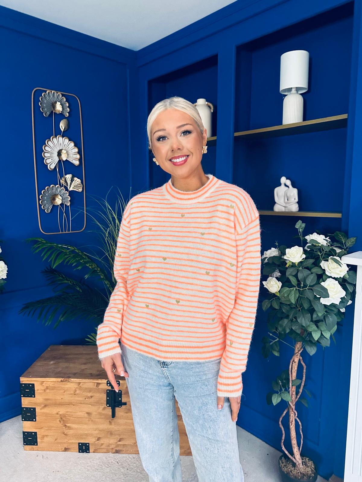 Kally Stripe Detail Jumper Orange