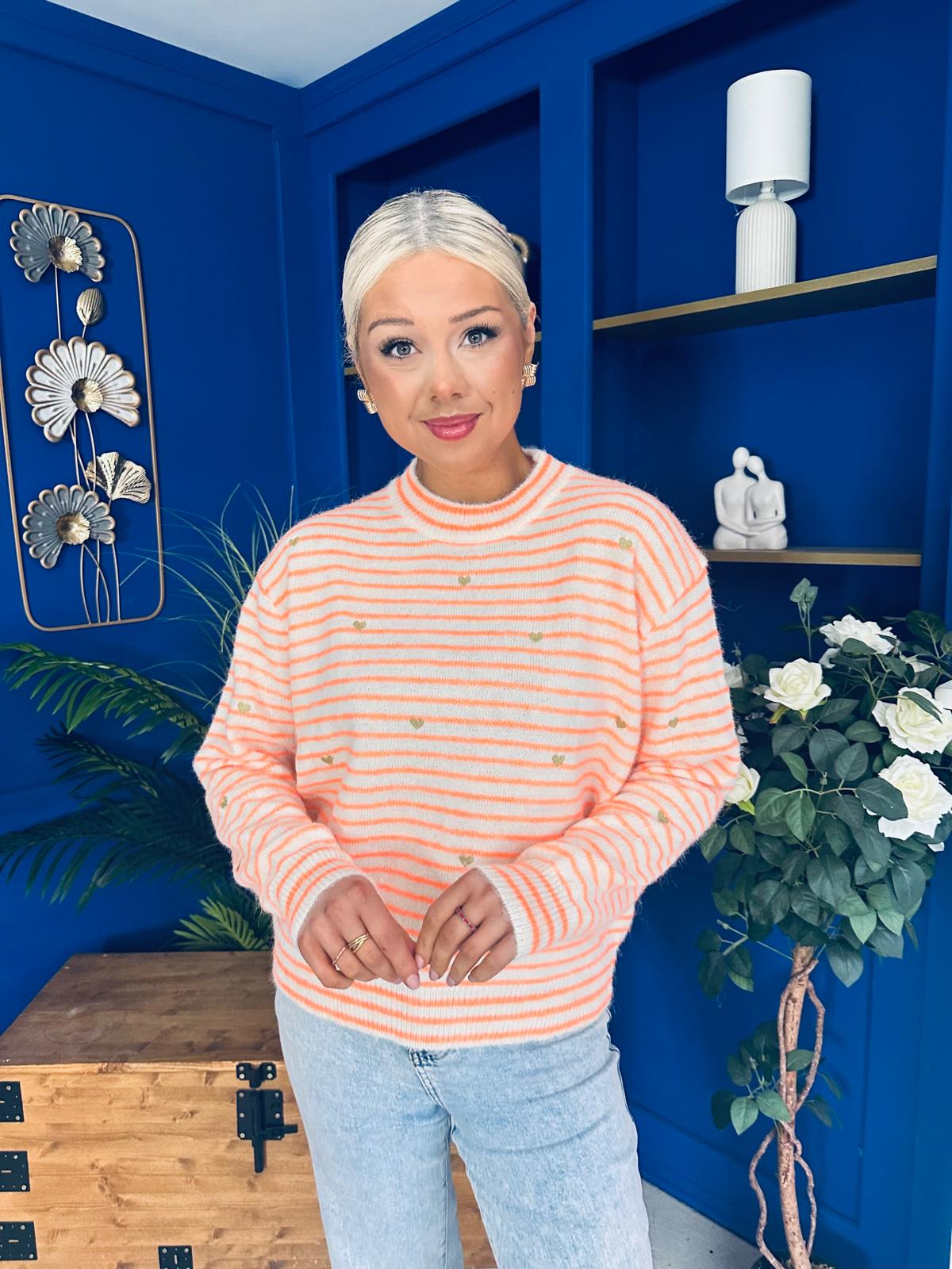 Kally Stripe Detail Jumper Orange