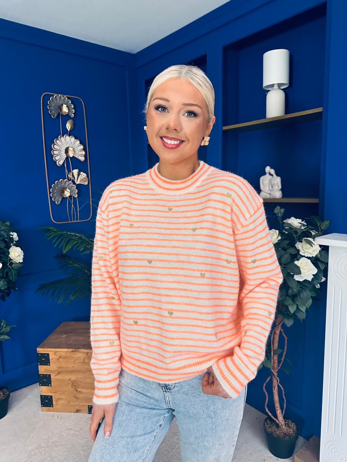 Kally Stripe Detail Jumper Orange