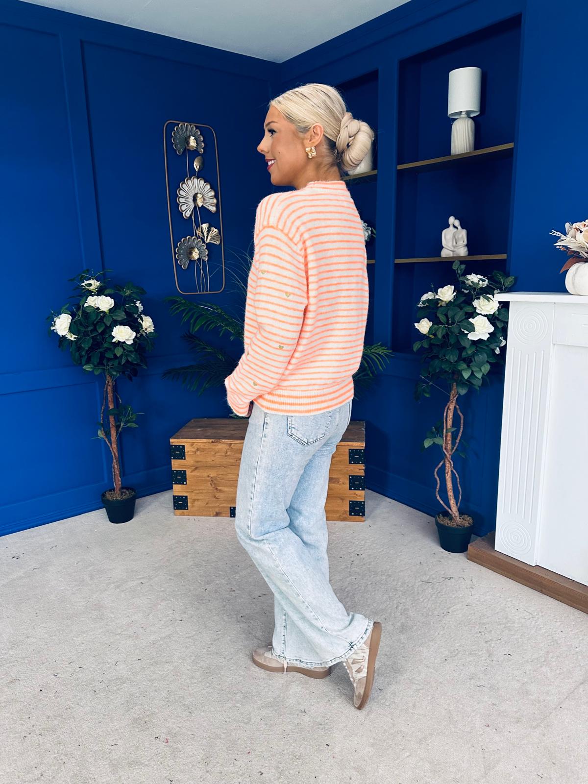 Kally Stripe Detail Jumper Orange