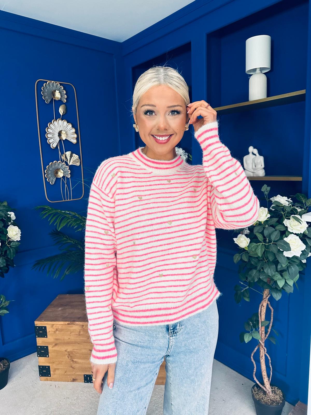 Kally Stripe Detail Jumper Pink