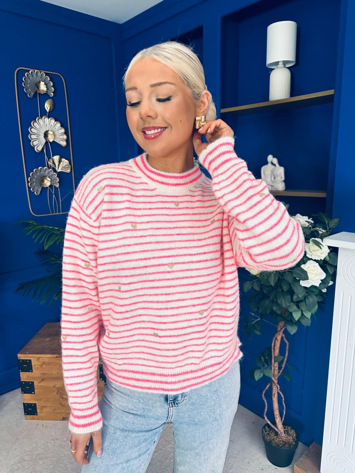Kally Stripe Detail Jumper Pink
