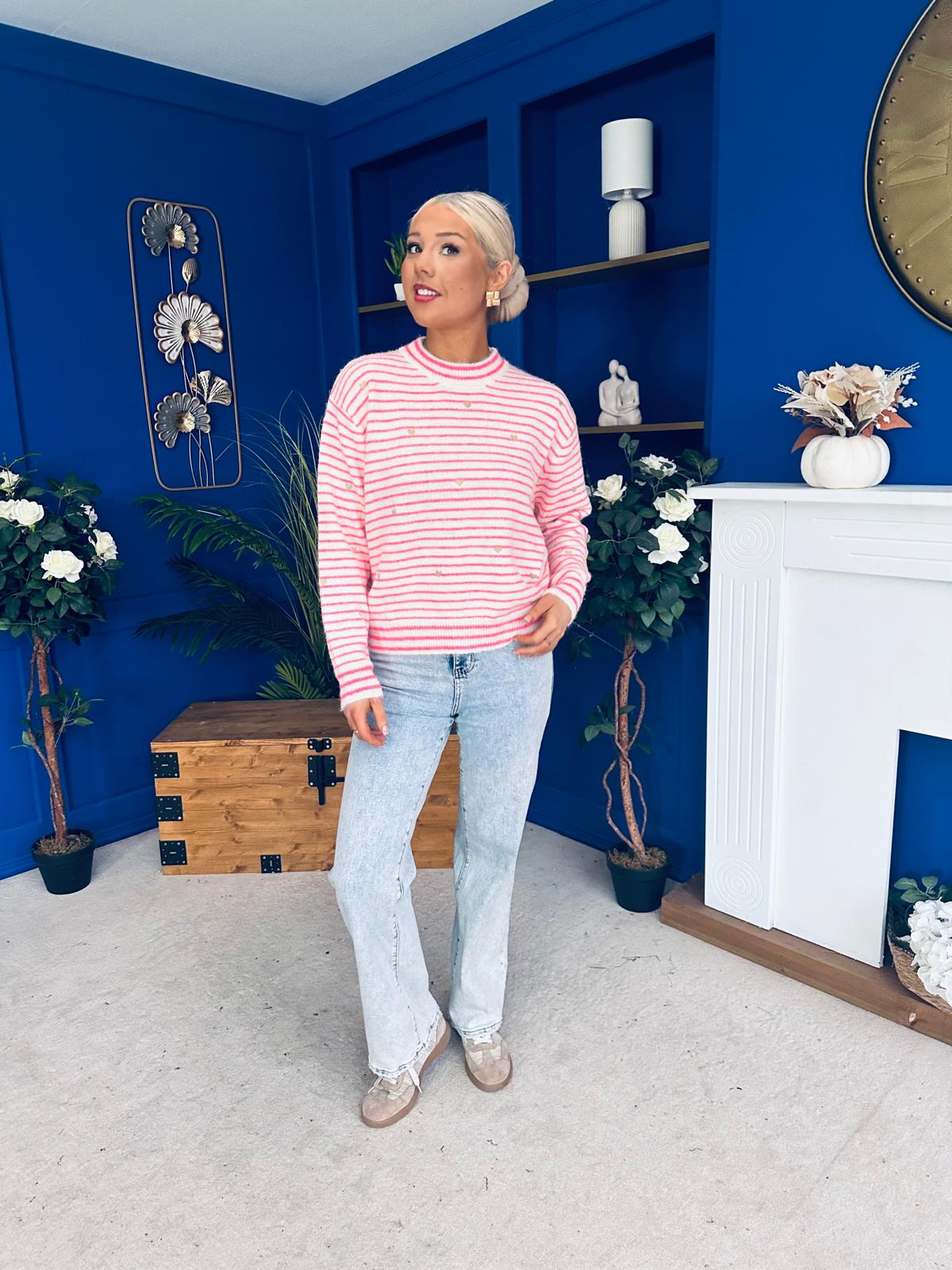 Kally Stripe Detail Jumper Pink