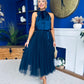 Celine Detailed Tulle Skirt Navy