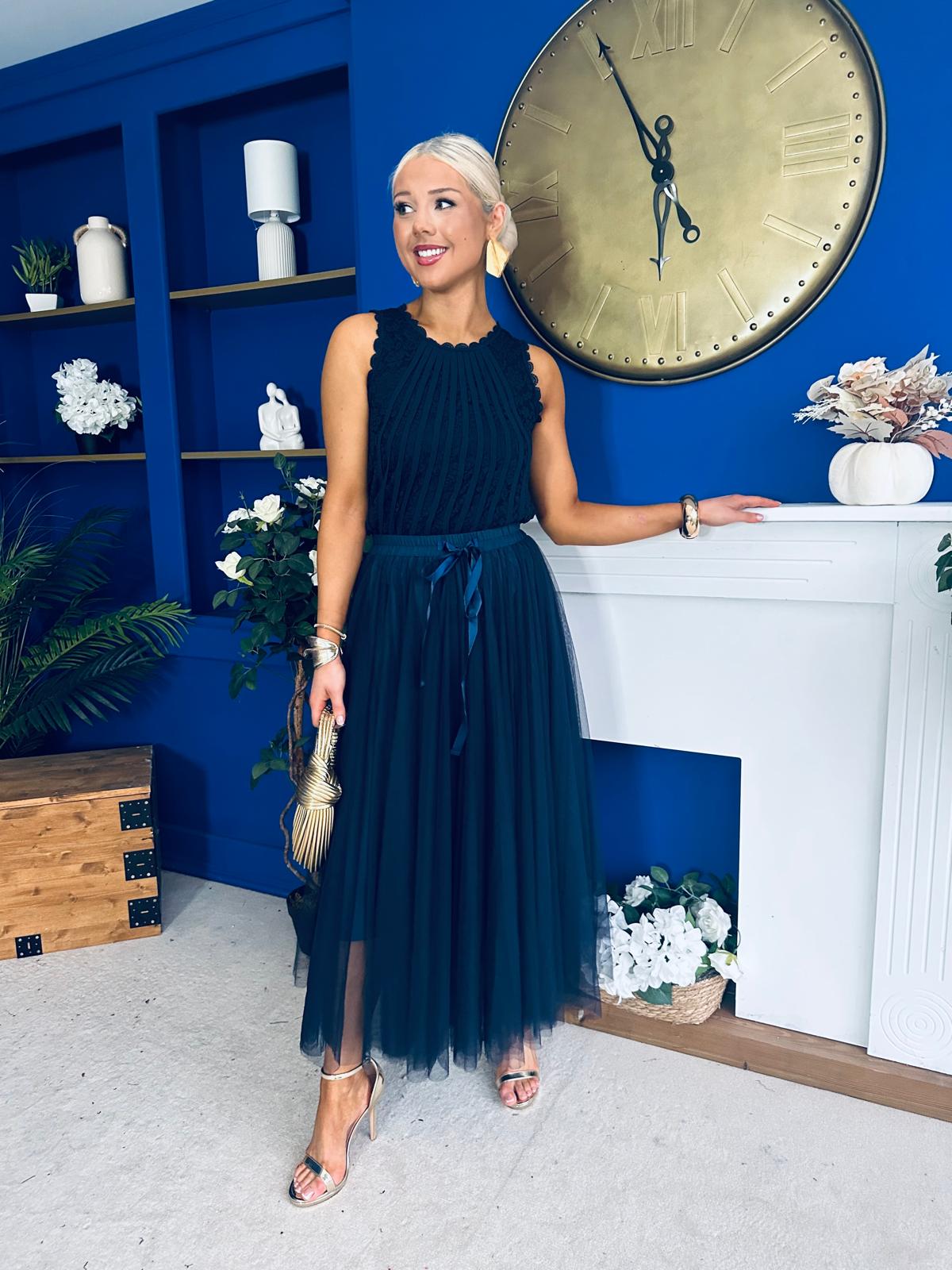 Dallas Detailed Occasion Top Navy