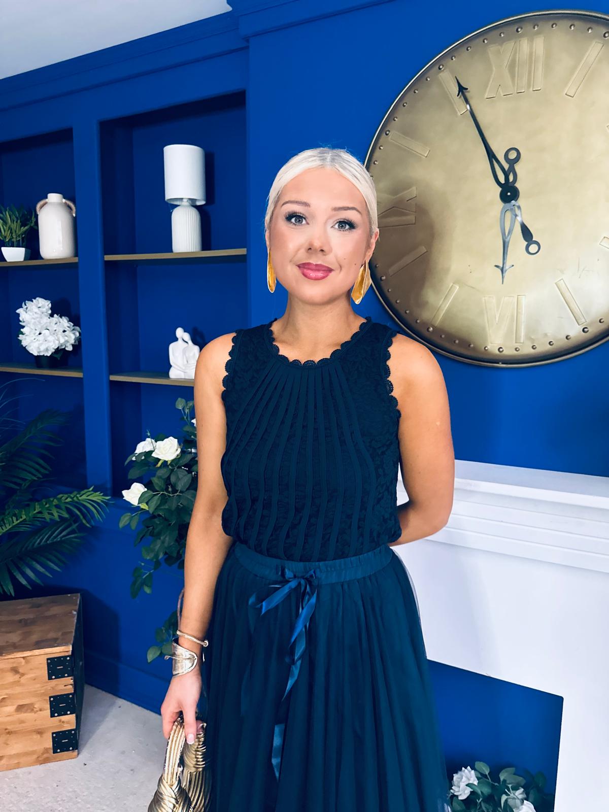 Dallas Detailed Occasion Top Navy