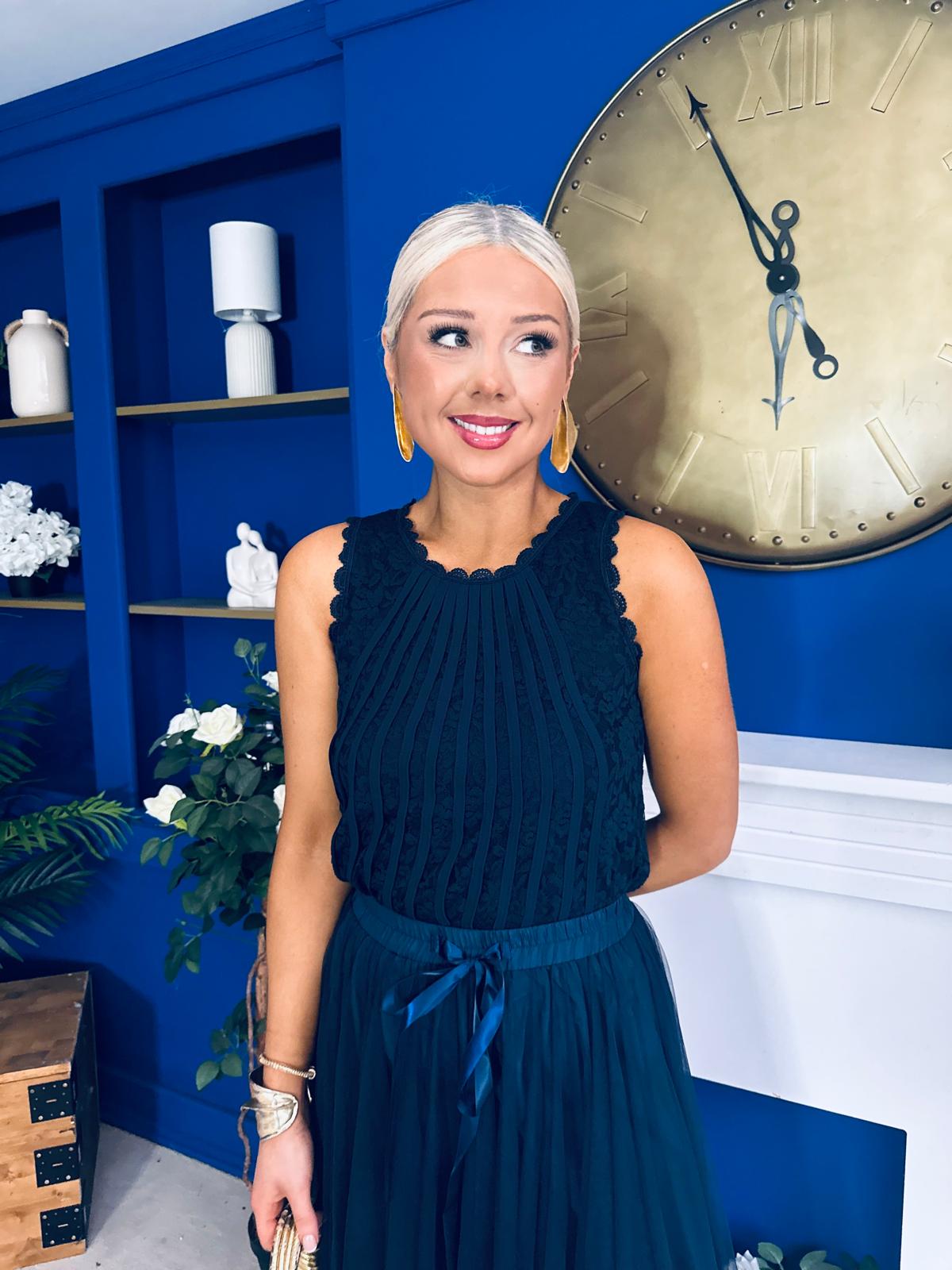 Dallas Detailed Occasion Top Navy