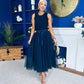 Celine Detailed Tulle Skirt Navy