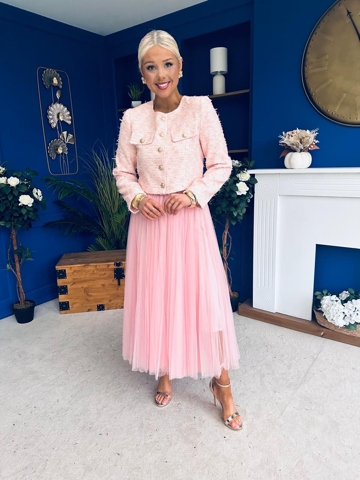 Celine Detailed Tulle Skirt Pink