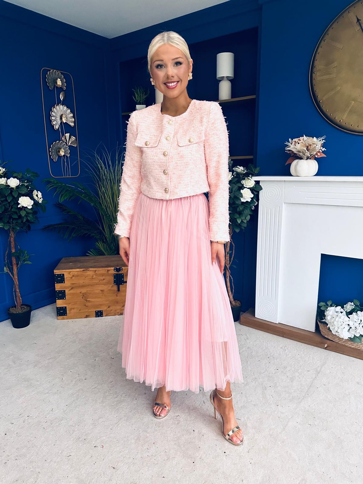 Emma Detailed Tweed Jacket Pink