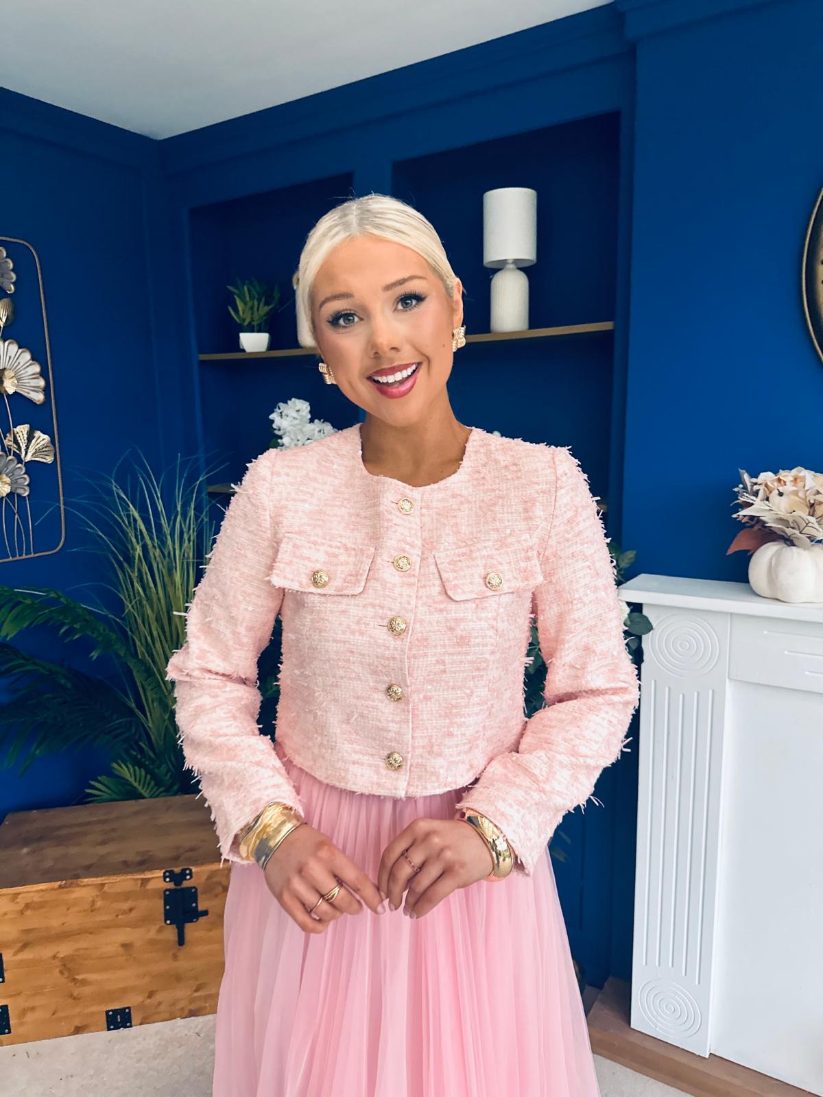 Emma Detailed Tweed Jacket Pink